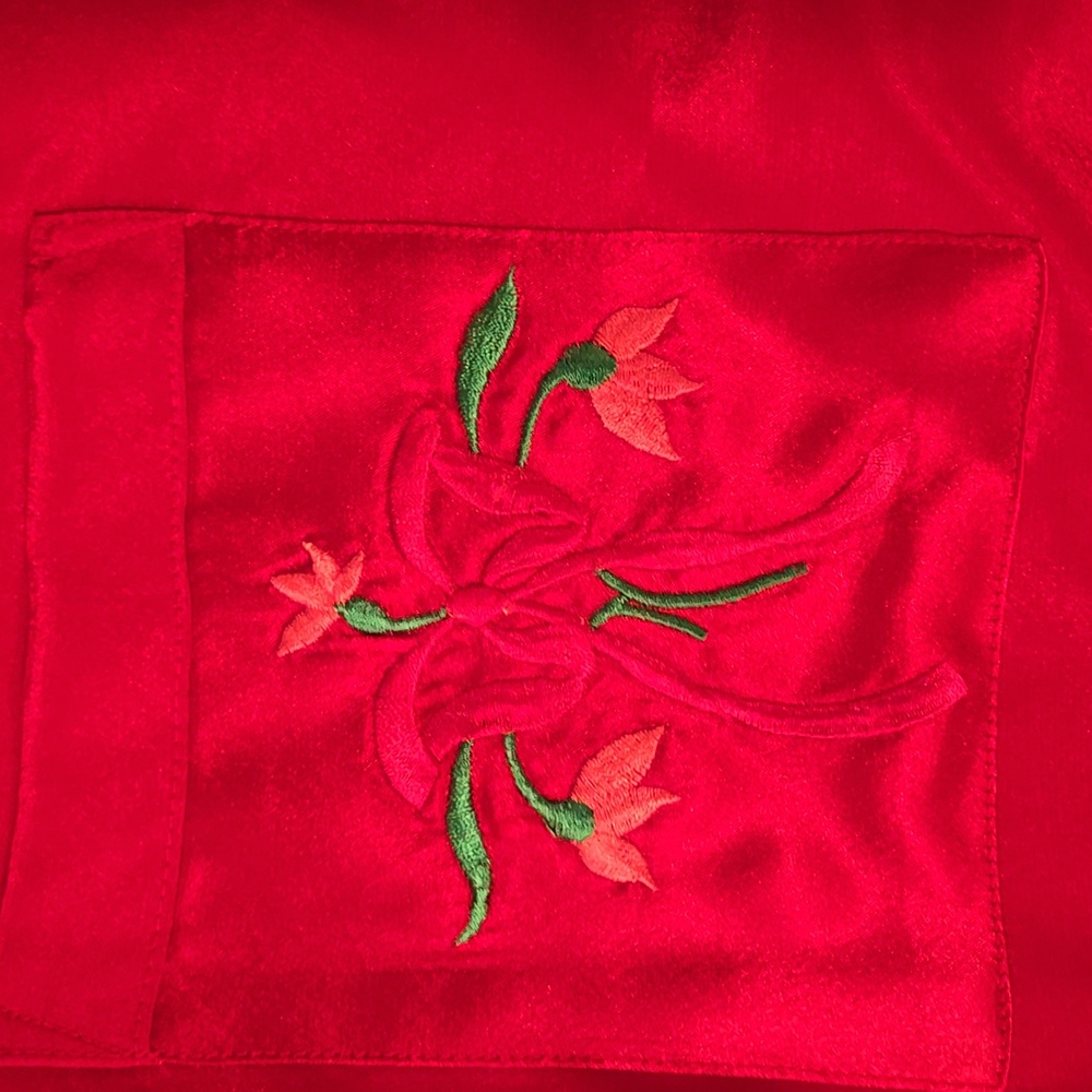 Inhibitions Red front button down dress embroidered design on pocket Size small - Picture 5 of 5
